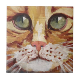 Orange Tabby Painting Detail Ceramic Tile