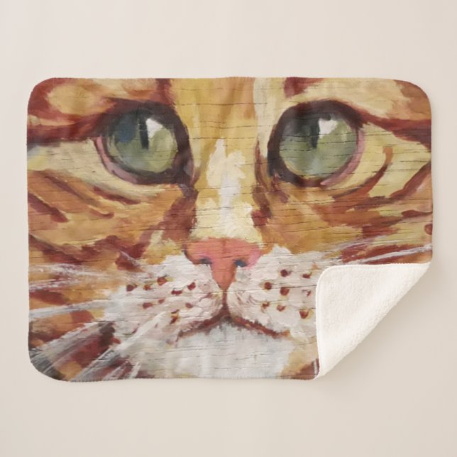 Orange Tabby Painting Detail  Sherpa Blanket (Front (Horizontal))
