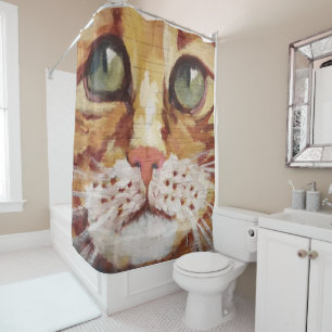 Orange Tabby Painting Detail Shower Curtain