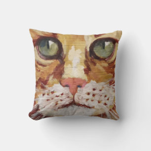 Orange Tabby Painting Detail Throw Pillow