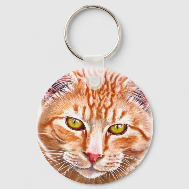 Orange Tabby Painting Keychain (Front)