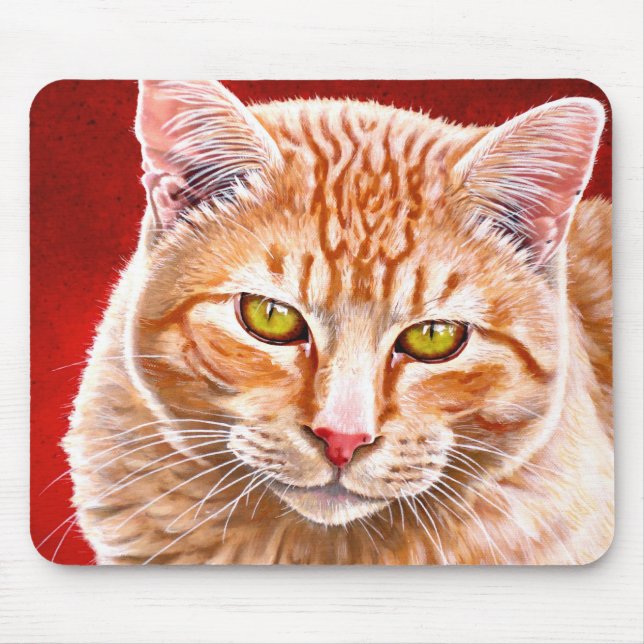 Orange Tabby Painting Mouse Pad (Front)