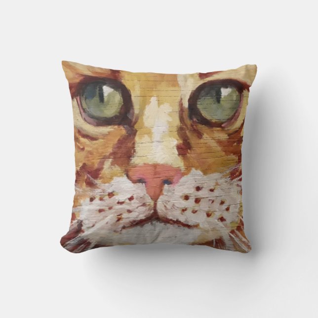 Orange Tabby Peinture Détails Oreiller (Recto)