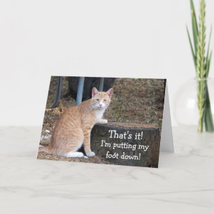 Orange Tabby Putting Foot Down Birthday Card