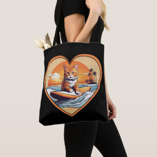 Orange Tabby Surfing Cat Tote Bag