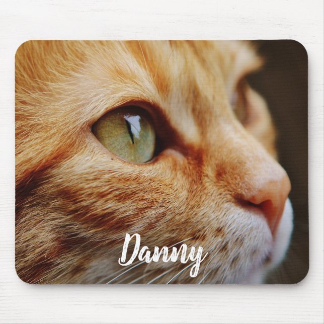Orange Tabby with Green Eyes Custom Mouse Pad (Front)