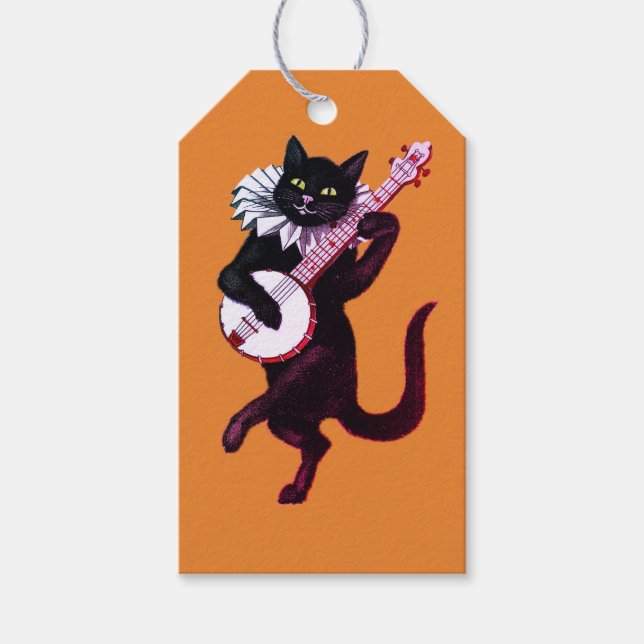 ORANGE TAG BLACK CAT Gift Tag (Front)