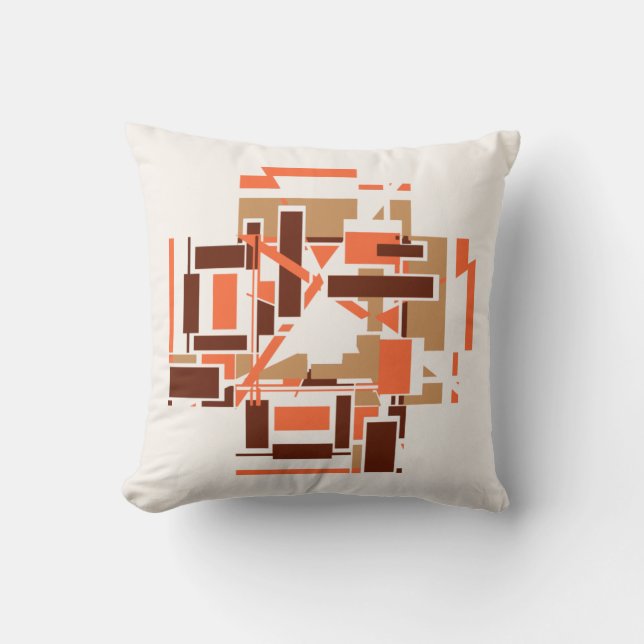 Orange Tan Brown Southwest Look Labyrinth Mosaic  Throw Pillow (Front)