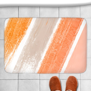 Orange Tan Pink Striped Paint Swatch Bath Mat