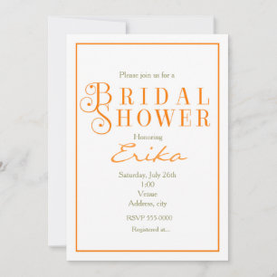 Orange Tangerine Bridal Shower Classy Invitation