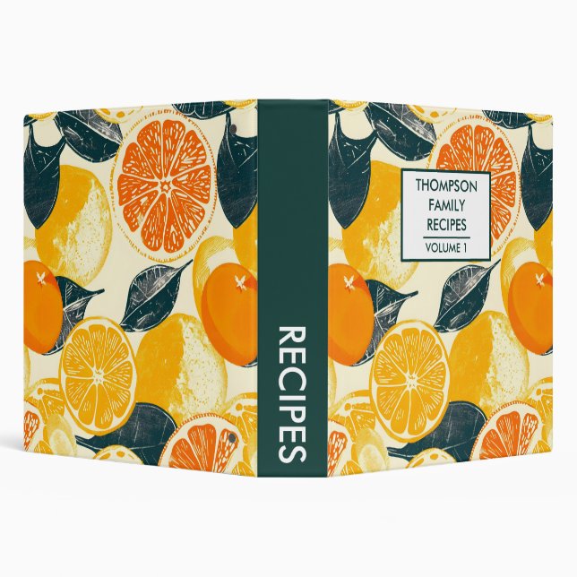 orange tangerine fruits Personalized Recipe Binder (Background)