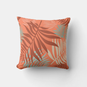 Orange Tangerine Leaves Throw Pillow