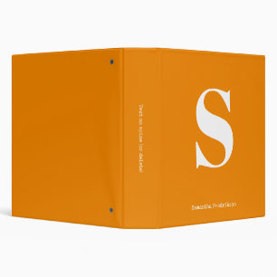 Orange Tangerine Monogram Stylish Typewriter Name Binder