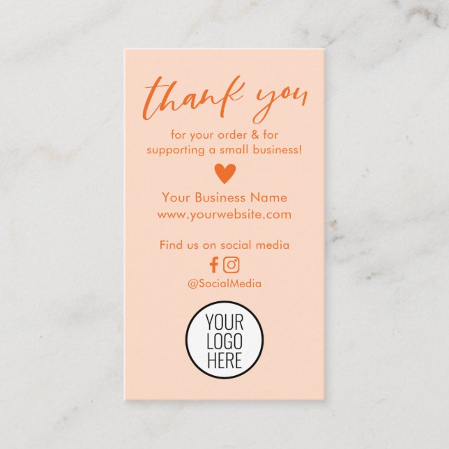 Orange Tangerine Thank You For Your Order Cards (Front)