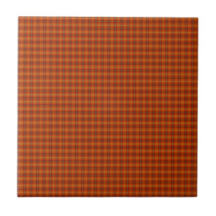 Orange Tartan  Ceramic Tile