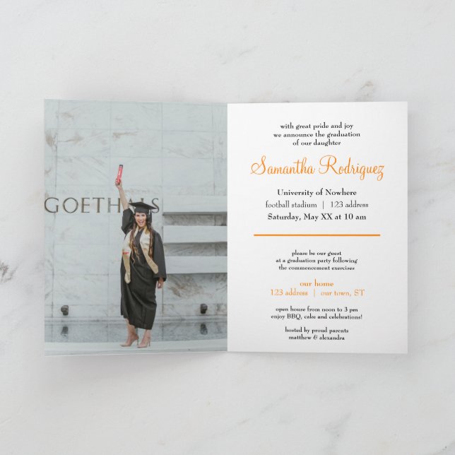 Orange Tassel Graduation Announcement (Inside)