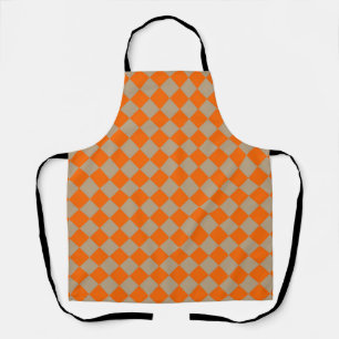 Orange Taupe Chequered Diamond Pattern Apron