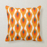 Orange Teal Abstract Tribal Ikat Diamond Pattern Throw Pillow<br><div class="desc">Cute boho girly trendy chic preppy abstract tribal Ikat rounded diamonds pattern in shades of orange and vibrant teal colours. An abstract Andes tribal Aztec pattern with a modern ethnic flair and a tie dye geometric design.</div>