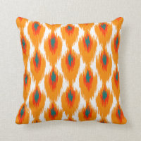 Orange Teal Abstract Tribal Ikat Diamond Pattern