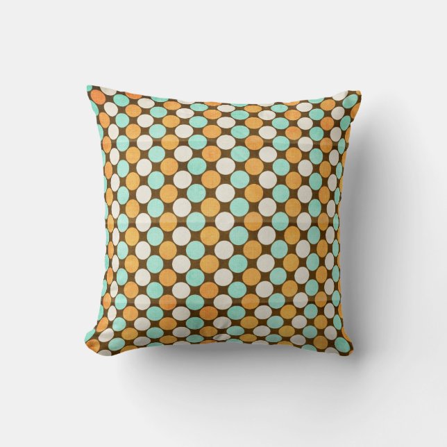 Orange Teal and Brown Throw Pillow (Front)
