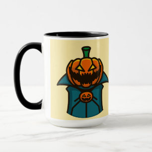 Orange Teal Flat Design Pumpkin Vampire Halloween  Mug
