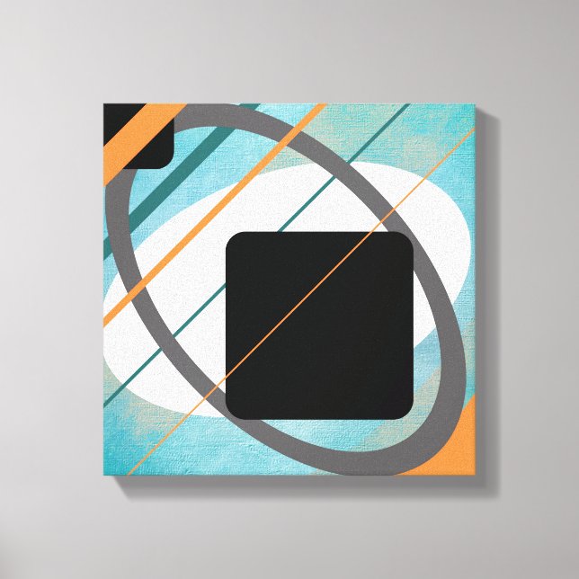 Orange & Teal Geometric Design Wrapped Canvas (Front)