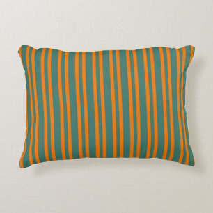Orange Teal Stripes Seamless Pattern Accent Pillow