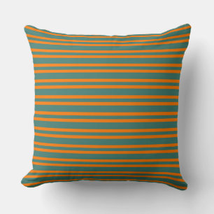 Orange Teal Stripes Seamless Pattern Throw Pillow