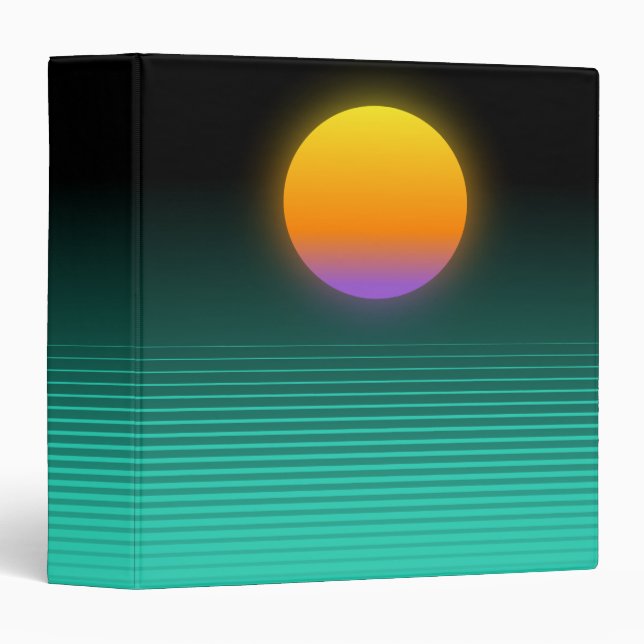 Orange + Teal Vaporwave Tropical Sunset Binder (Front/Spine)