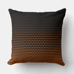 Orange Techno Dots Modern Black Throw Pillow