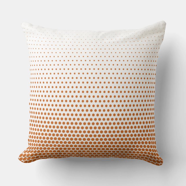Orange Techno Dots Modern White Throw Pillow (Front)