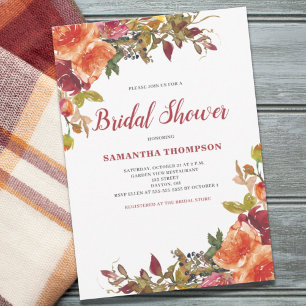 Orange Terracotta Floral Bridal Shower  Invitation