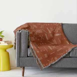 Orange Terracotta Gorgeous Geometric Pattern Throw Blanket