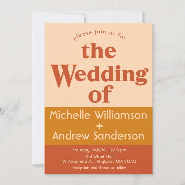 Orange Terracotta Modern Retro 5x7 Invitation (Front)