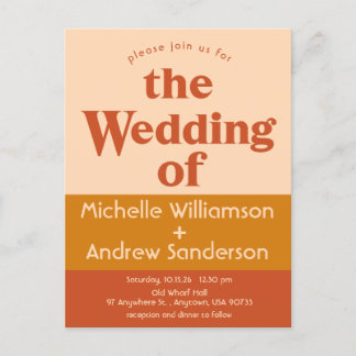 Orange Terracotta Modern Retro  Invitation Postcard