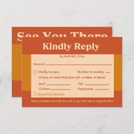 Orange Terracotta Modern Retro QR Code  RSVP Card