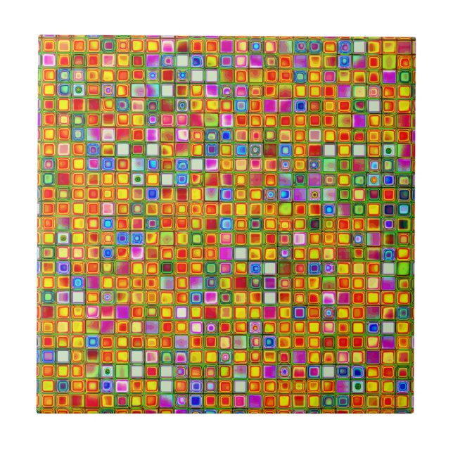 Orange 'Terracotta' Multicolore Carreaux Motif (Devant)