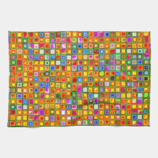 Orange 'Terracotta' Multicolored Tiles Pattern Kitchen Towel