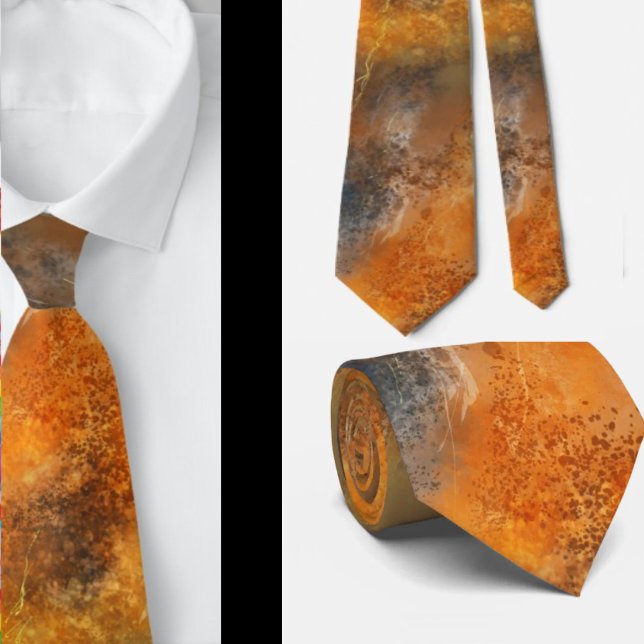 Orange Terracotta Rust Brown Grey Abstract Tie (Creator Uploaded)