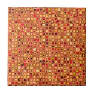 Orange 'Terracotta' Textured Mosaic Tiles Pattern