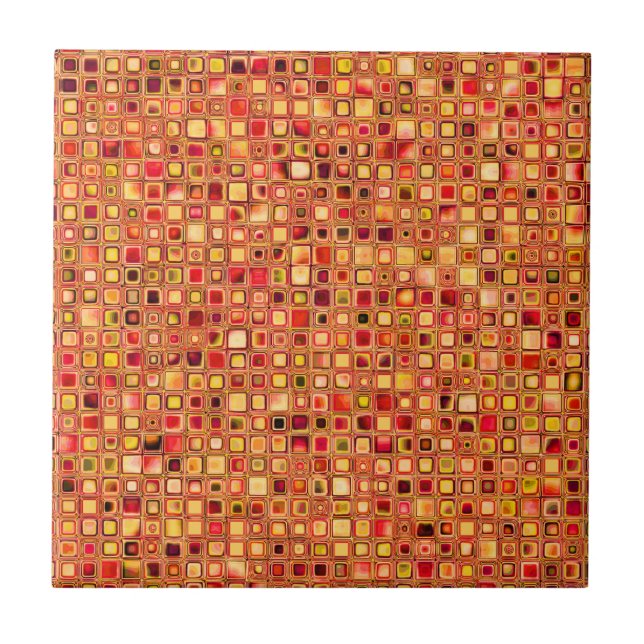 Orange 'Terracotta' Textured Mosaic Tiles Pattern (Front)