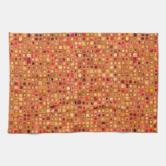 Orange 'Terracotta' Textured Mosaic Tiles Pattern Kitchen Towel