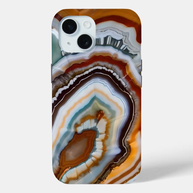 Orange Terracotta White Black Blue Agate Geode Case-Mate iPhone Case (Back)