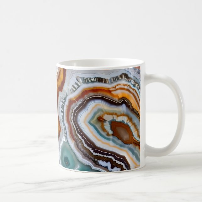 Orange Terracotta White Black Blue Agate Geode Coffee Mug (Right)