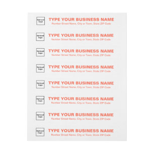 Orange Text Business Wrap Around Address Label