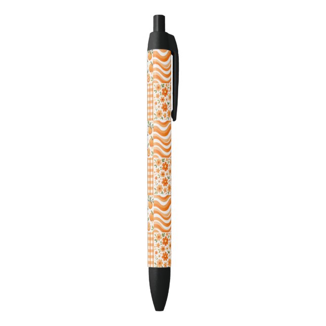 Orange Textures Black Ink Pen (Bottom (Vertical))