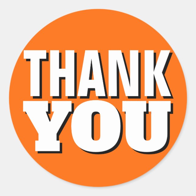 Orange Thank You Classic Round Sticker (Front)