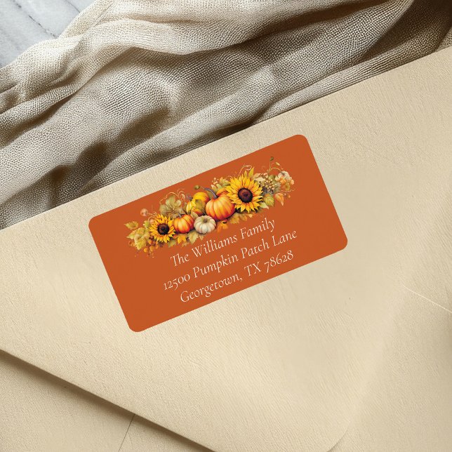 Orange Thanksgiving Pumpkin Patch Return Adress Label (Creator Uploaded)