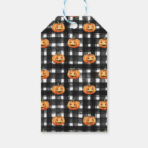 ORANGE THANKSGIVING PUMPKINS BLACK WHITE PLAID