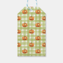 ORANGE THANKSGIVING PUMPKINS GREEN WHITE PLAID